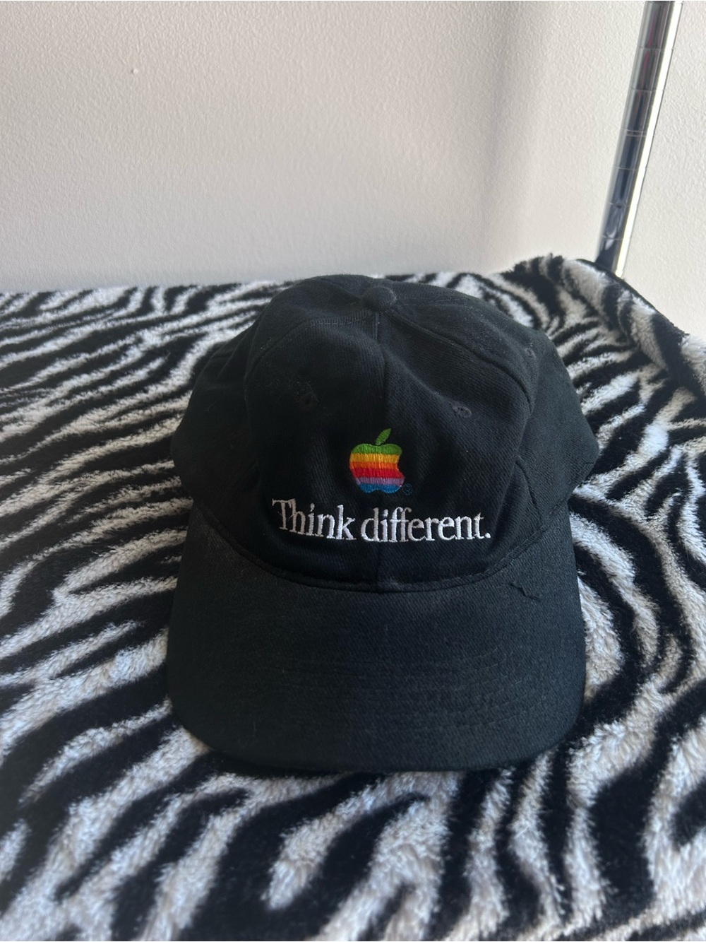 Vintage Black 'Think Different' Baseball Cap/Hat with Rainbow Apple Logo